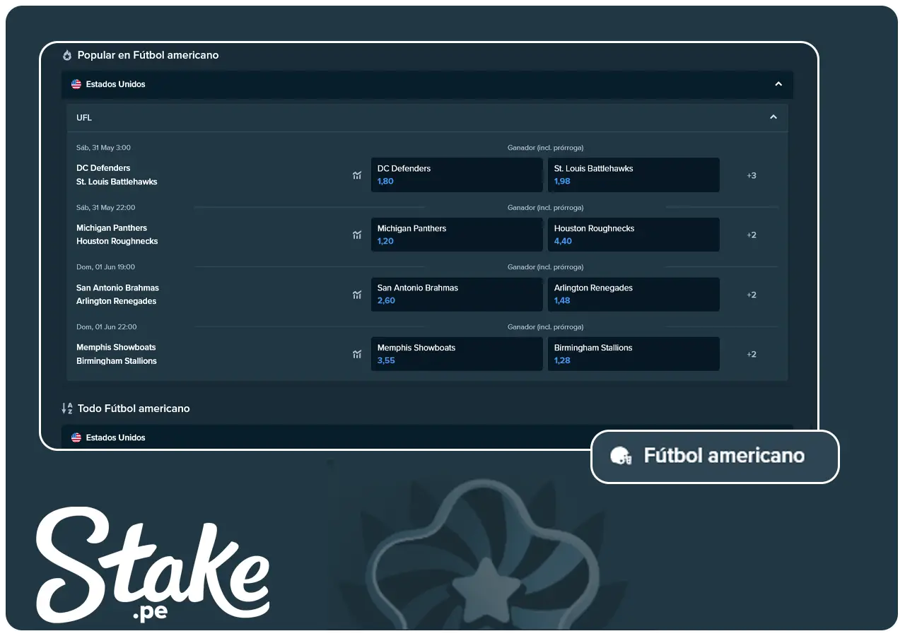 Popular Stake Apuestas en Fútbol americano